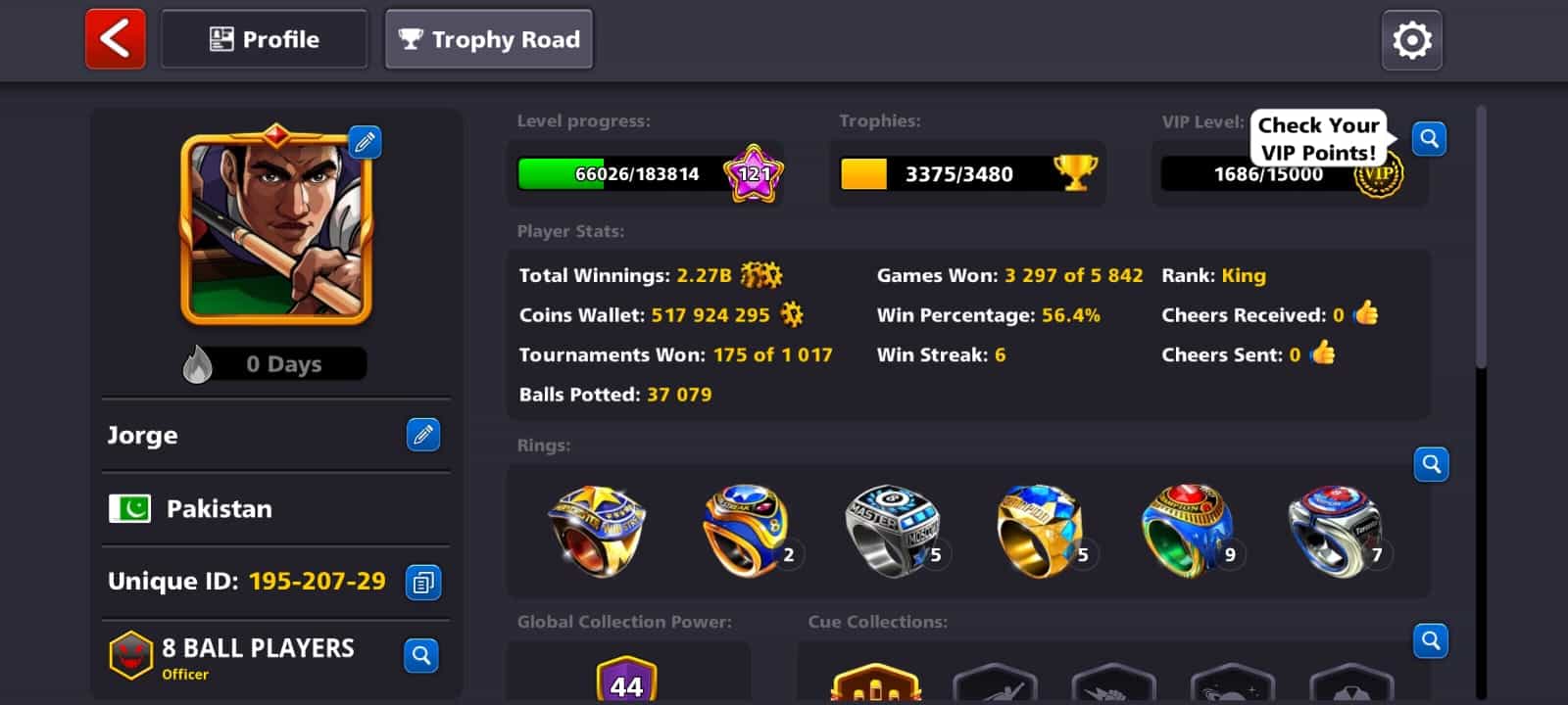 8 Ball Pool King Level 118 (517 924 295 Coins)