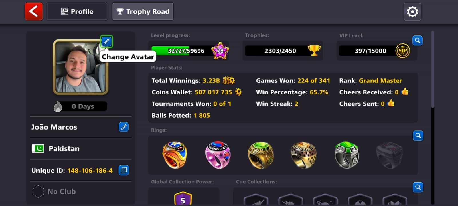 8 Ball Pool Grand Master Level 78 (507 017 735 Coins)