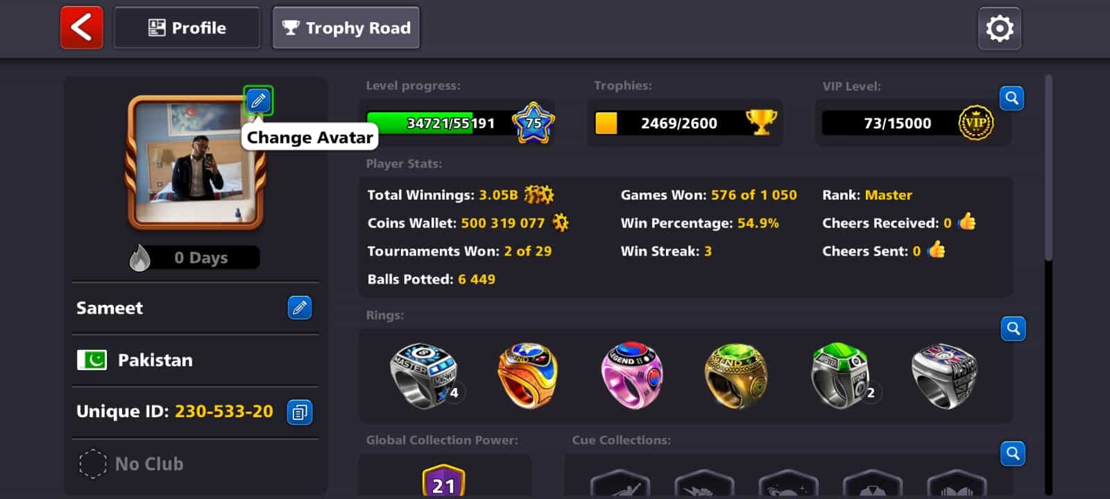 8 Ball Pool Master Level 75 (500 319 077 Coins)