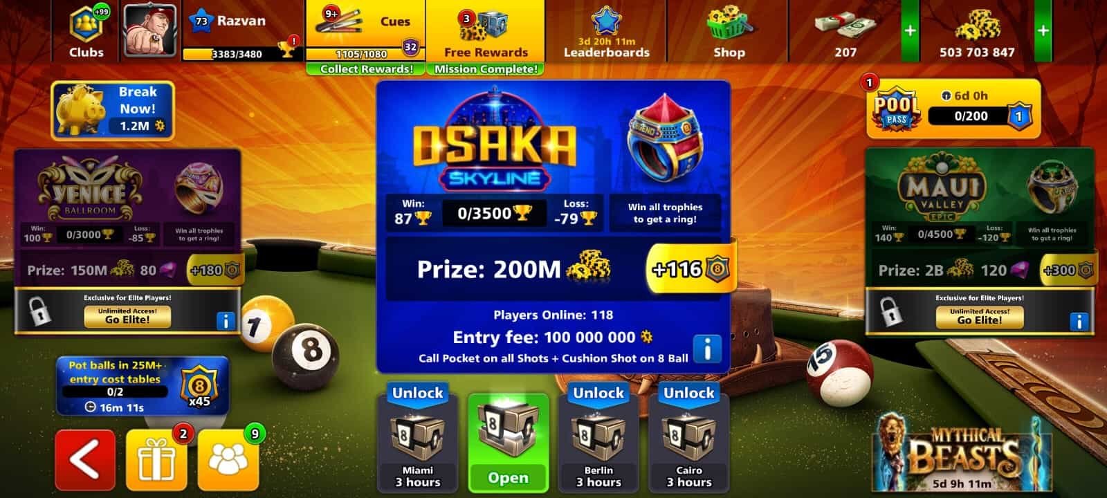 8 Ball Pool Master Level 73 (503 703 847 Coins)